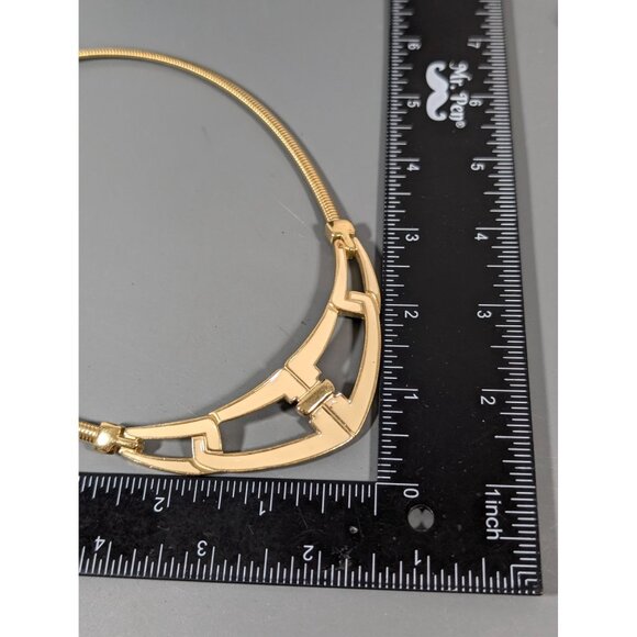 Trifari Cream Enamel Omega Chain Choker Necklace 16" Art Deco - Picture 11 of 11